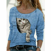 Cute Cat Print T-Shirt